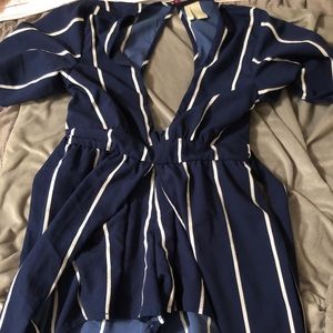 Navy Striped Romper